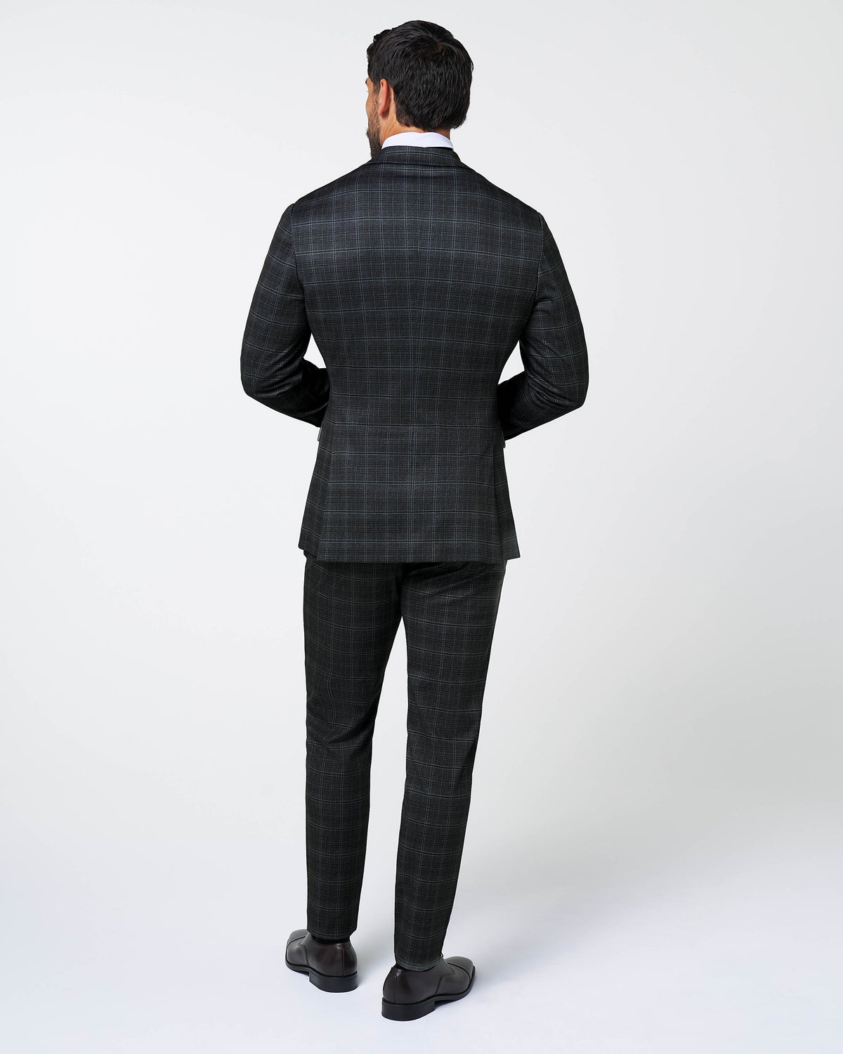 Athletic Fit Stretch Suit - Stone Grey Plaid | State & Liberty Suits