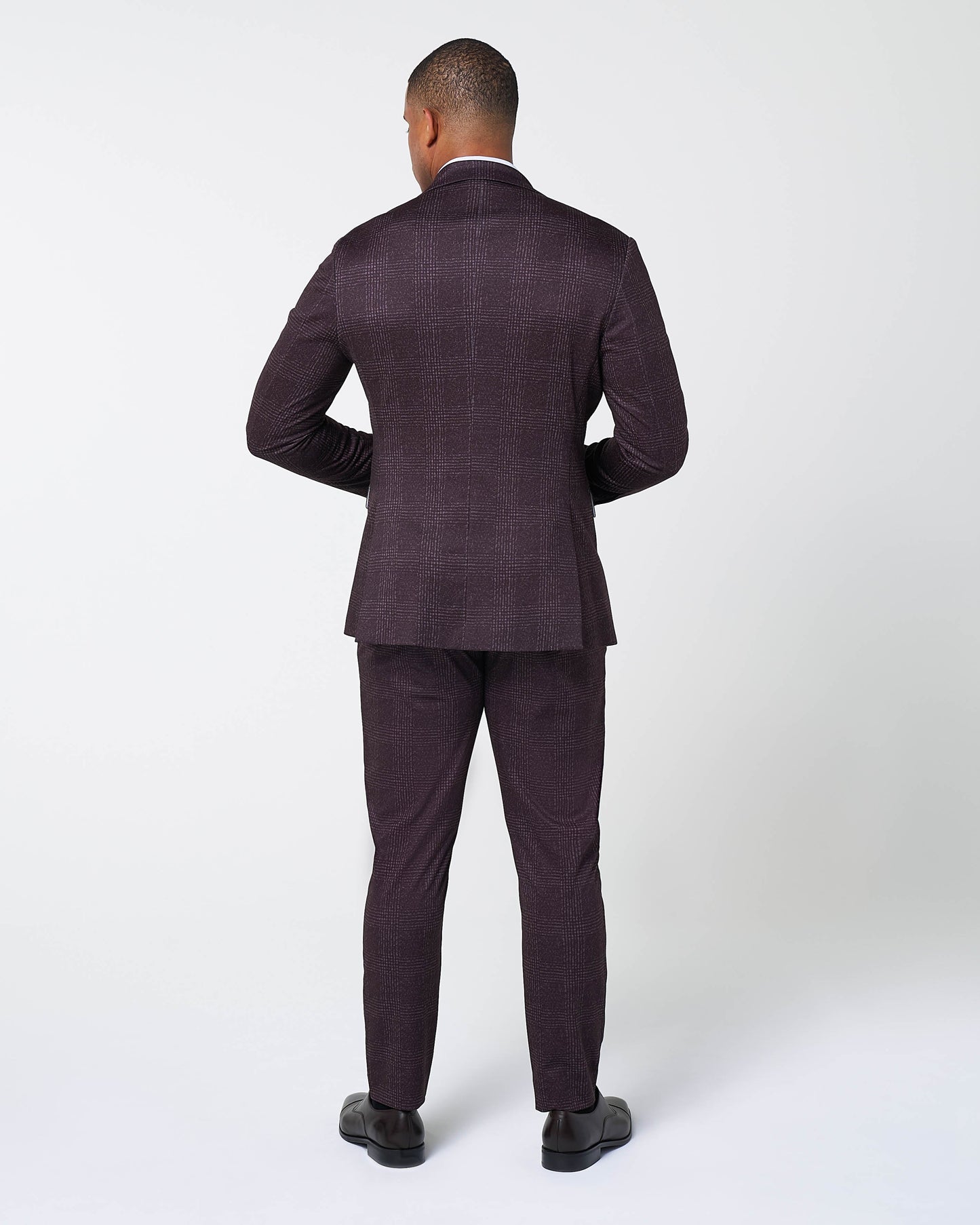 Athletic Fit Stretch Suit - Burgundy Big Plaid | State & Liberty Suits