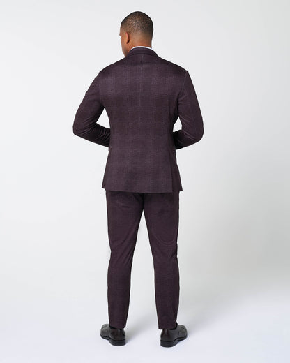Athletic Fit Stretch Suit - Burgundy Big Plaid | State & Liberty Suits