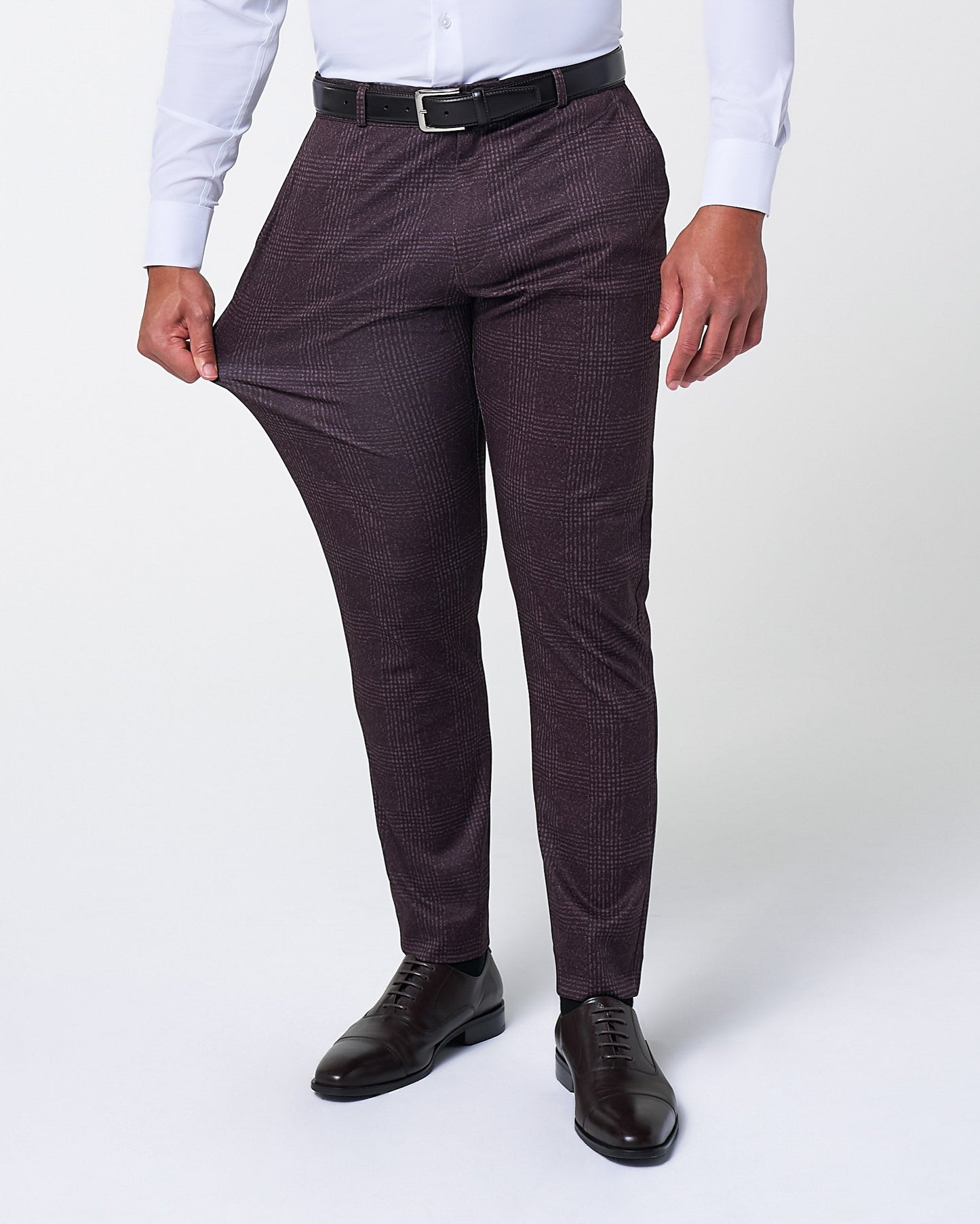 Athletic Fit Stretch Suit - Burgundy Big Plaid | State & Liberty Suits