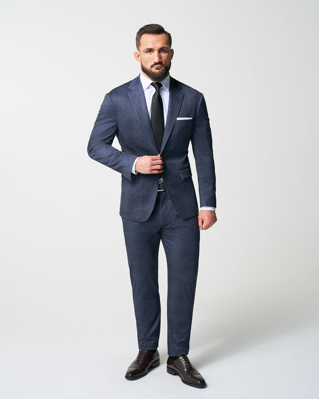 Athletic Fit Stretch Suit - Independence Blue Big Plaid | State & Liberty Suits