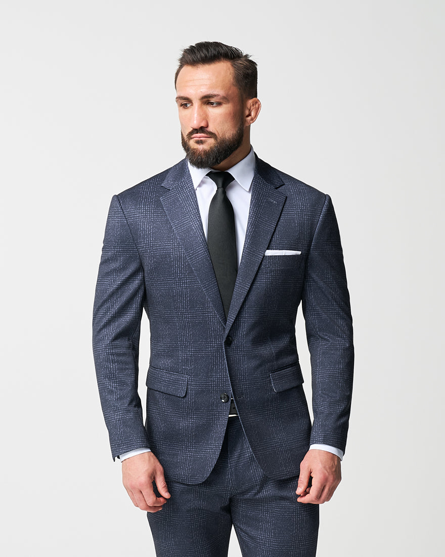 Athletic Fit Stretch Suit - Independence Blue Big Plaid | State & Liberty Suits
