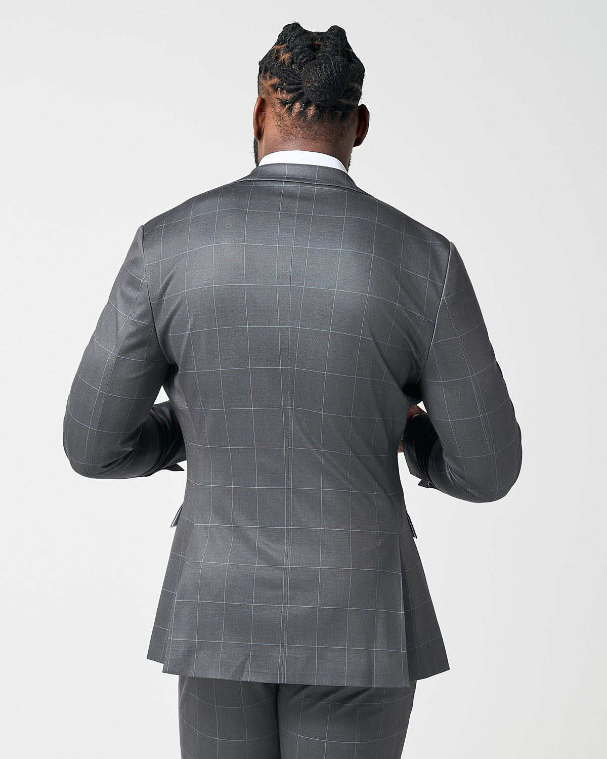 Athletic Fit Stretch Blazer - Grey and White Big Windowpane | State & Liberty Suits|Blazers