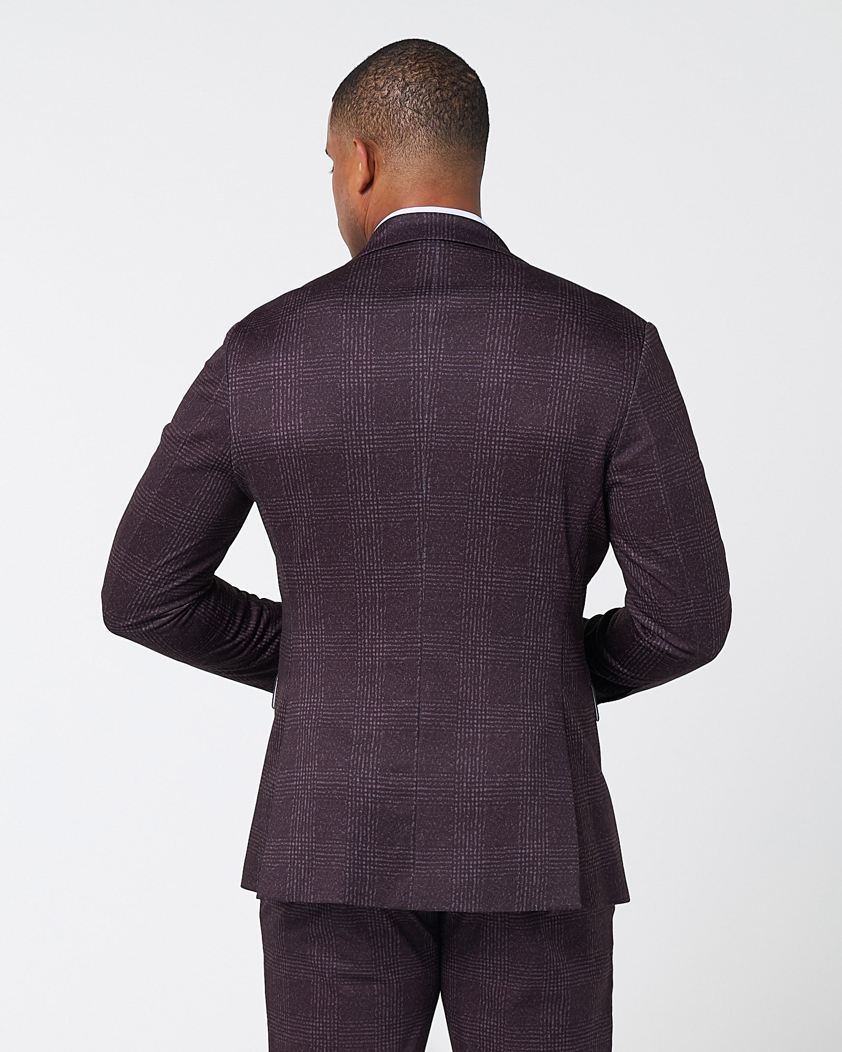 Athletic Fit Stretch Blazer - Burgundy Big Plaid | State & Liberty Suits|Blazers
