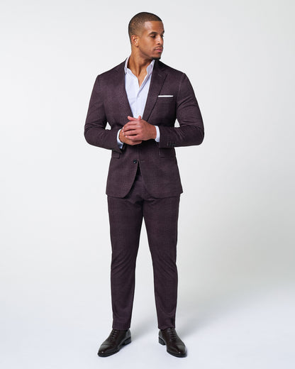 Athletic Fit Stretch Blazer - Burgundy Big Plaid | State & Liberty Suits|Blazers