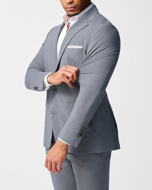Athletic Fit Stretch Blazer - Lightweight Heathered Smoked Grey | State & Liberty Suits|Blazers