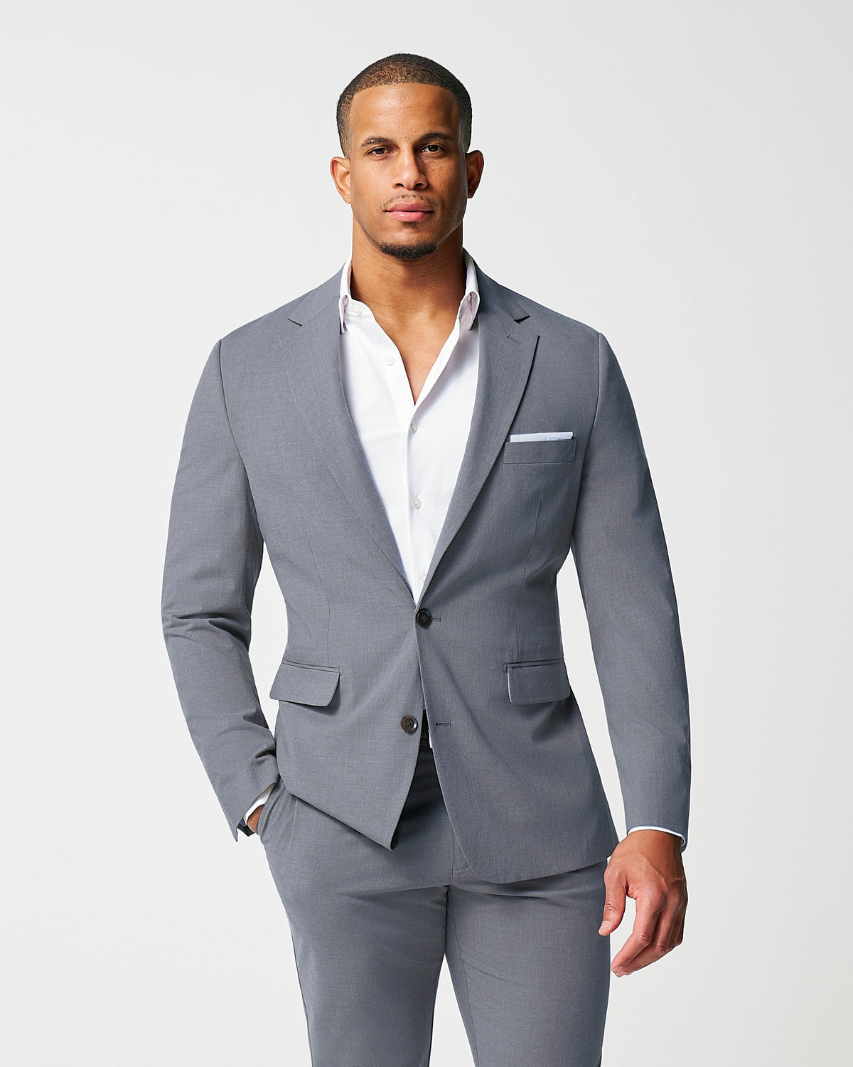 Athletic Fit Stretch Blazer - Lightweight Heathered Smoked Grey | State & Liberty Suits|Blazers
