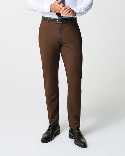 Athletic Fit Stretch Suit Pants - Lightweight Heathered Chocolate | State & Liberty Suits|Bottoms