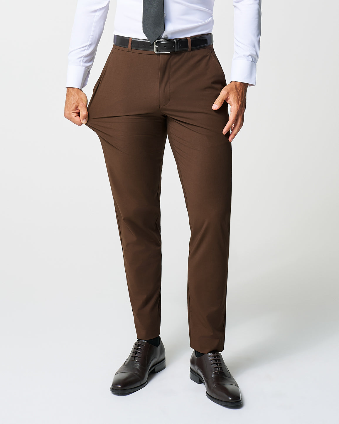 Athletic Fit Stretch Suit Pants - Lightweight Heathered Chocolate | State & Liberty Suits|Bottoms
