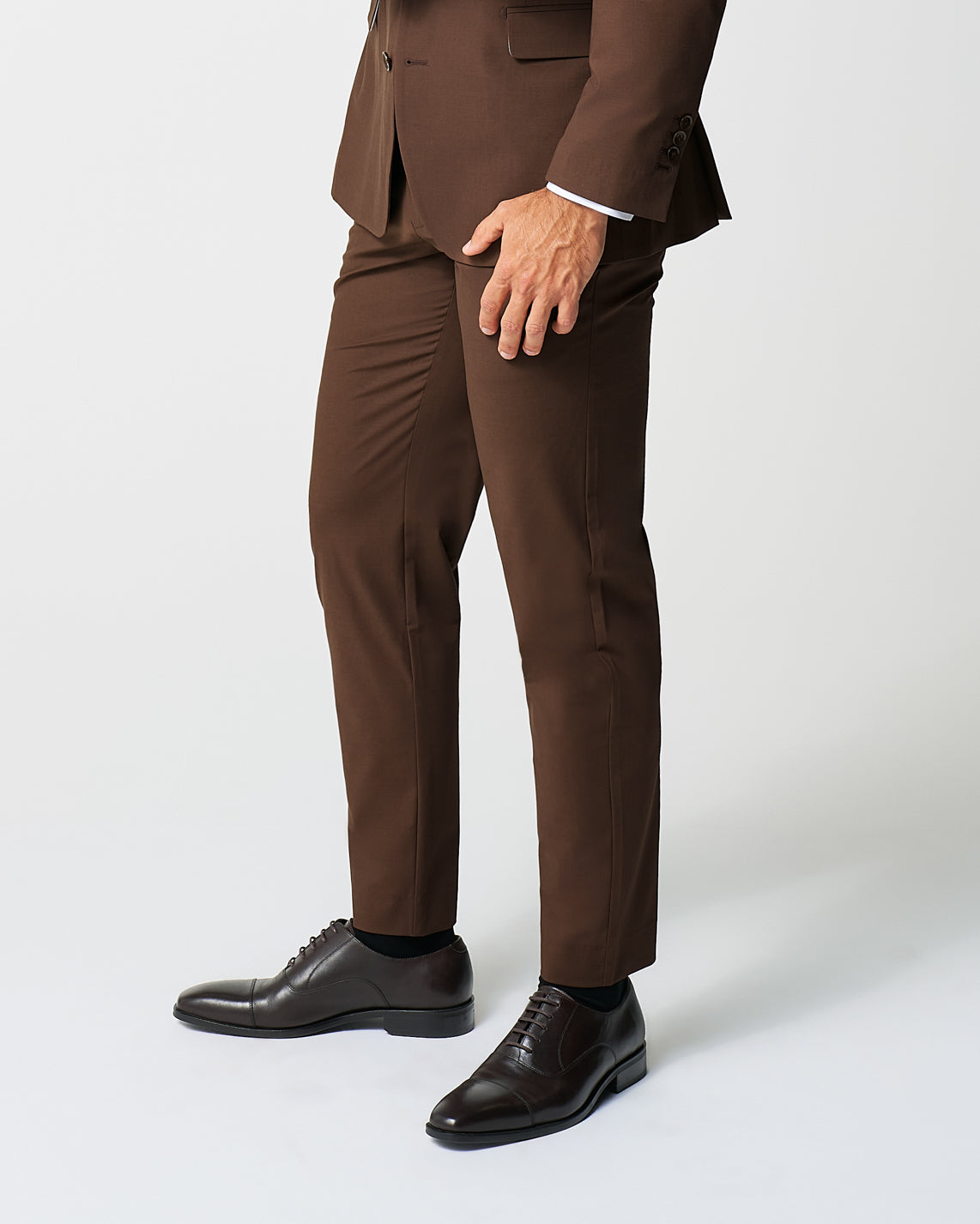 Athletic Fit Stretch Suit Pants - Lightweight Heathered Chocolate | State & Liberty Suits|Bottoms