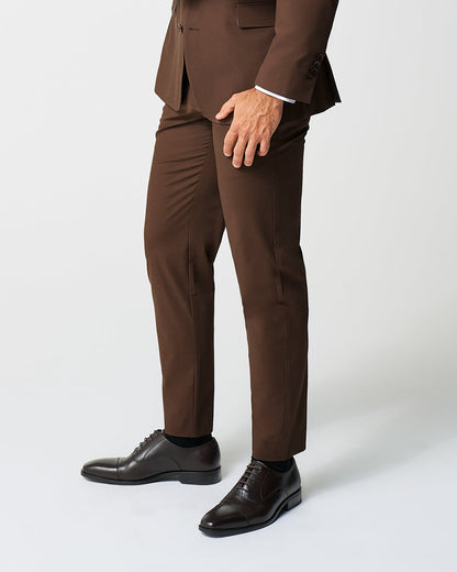 Athletic Fit Stretch Suit Pants - Lightweight Heathered Chocolate | State & Liberty Suits|Bottoms