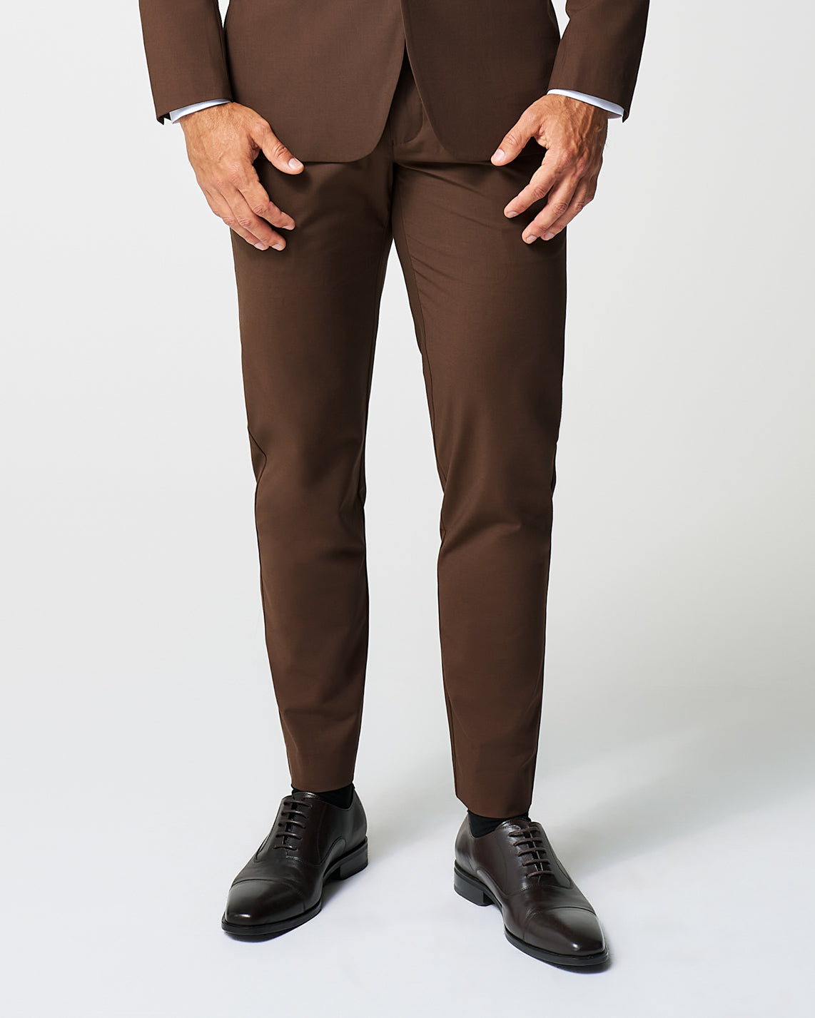 Athletic Fit Stretch Suit Pants - Lightweight Heathered Chocolate | State & Liberty Suits|Bottoms