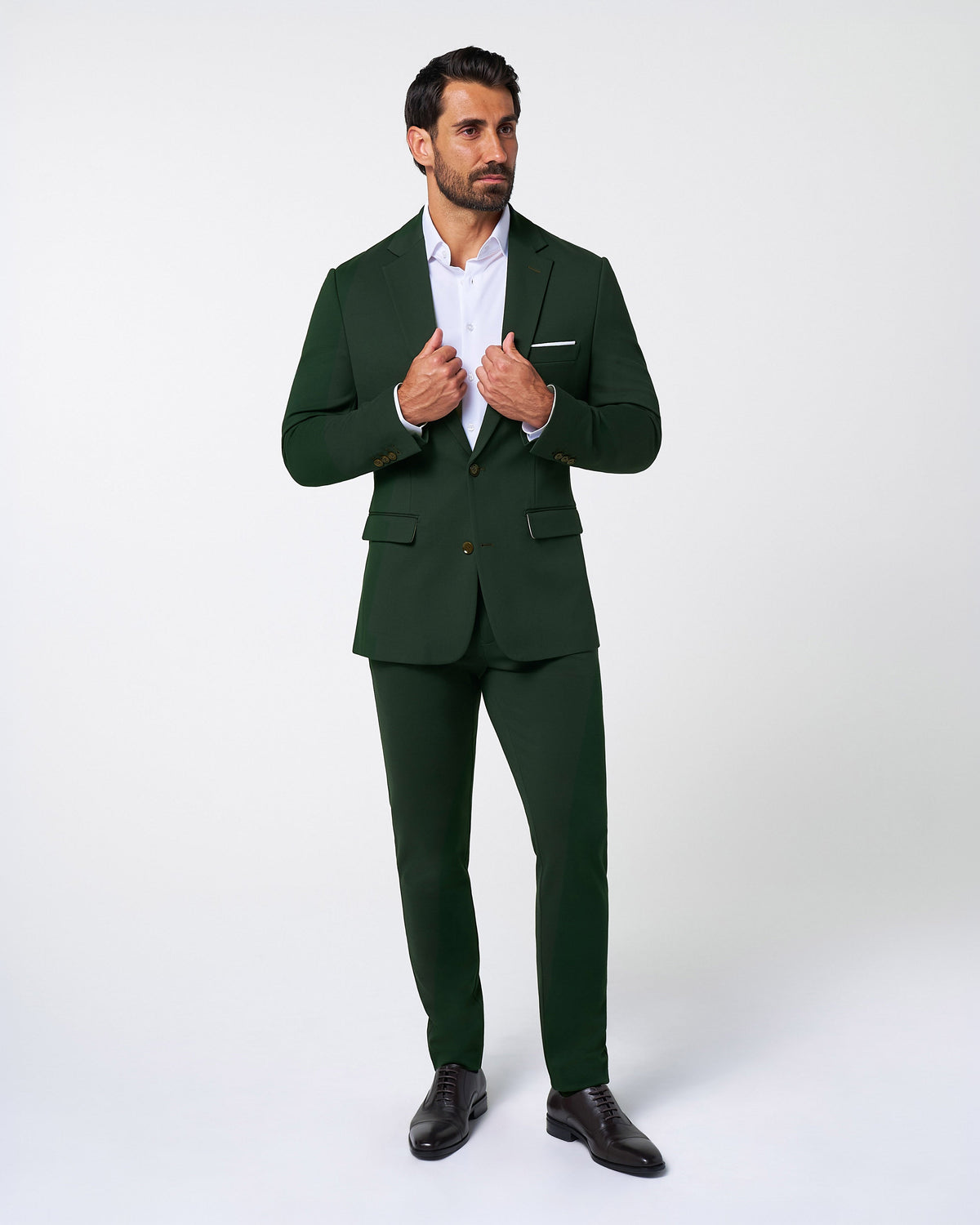 Athletic Fit Stretch Suit Pants - Solid Hunter Green | State & Liberty Suits|Bottoms