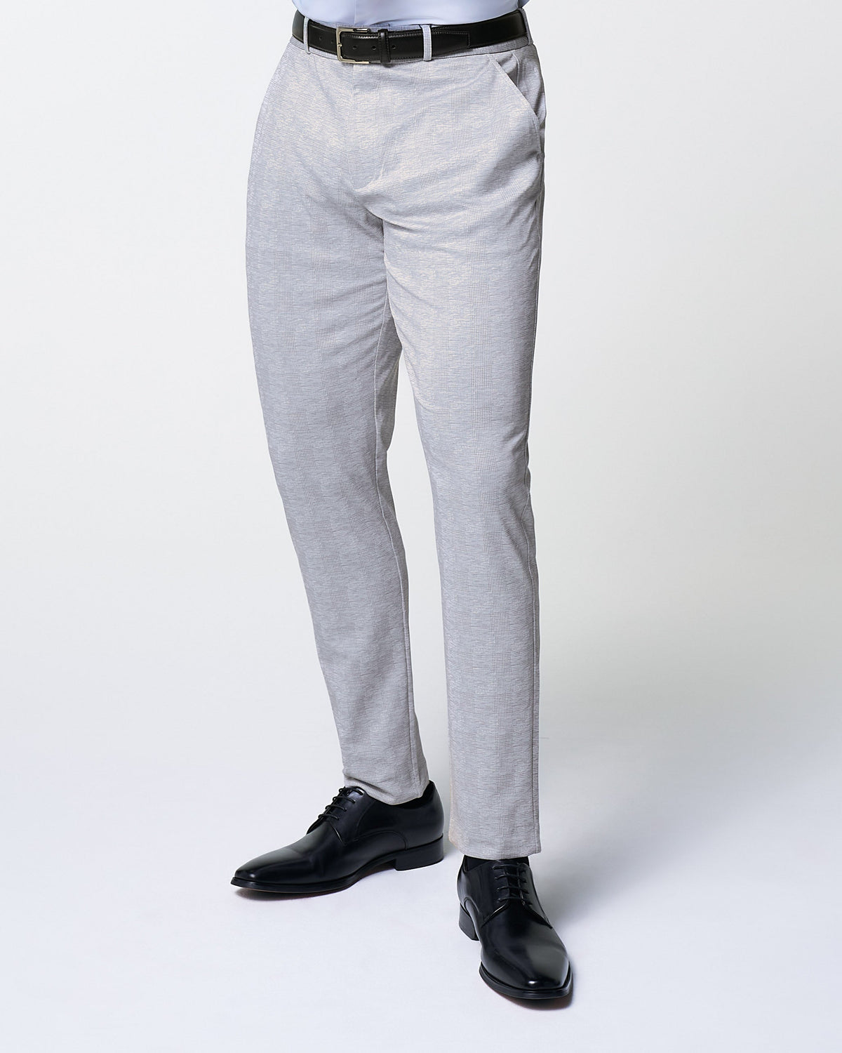 Athletic Fit Stretch Suit Pants - Light Grey Plaid | State & Liberty Suits|Bottoms