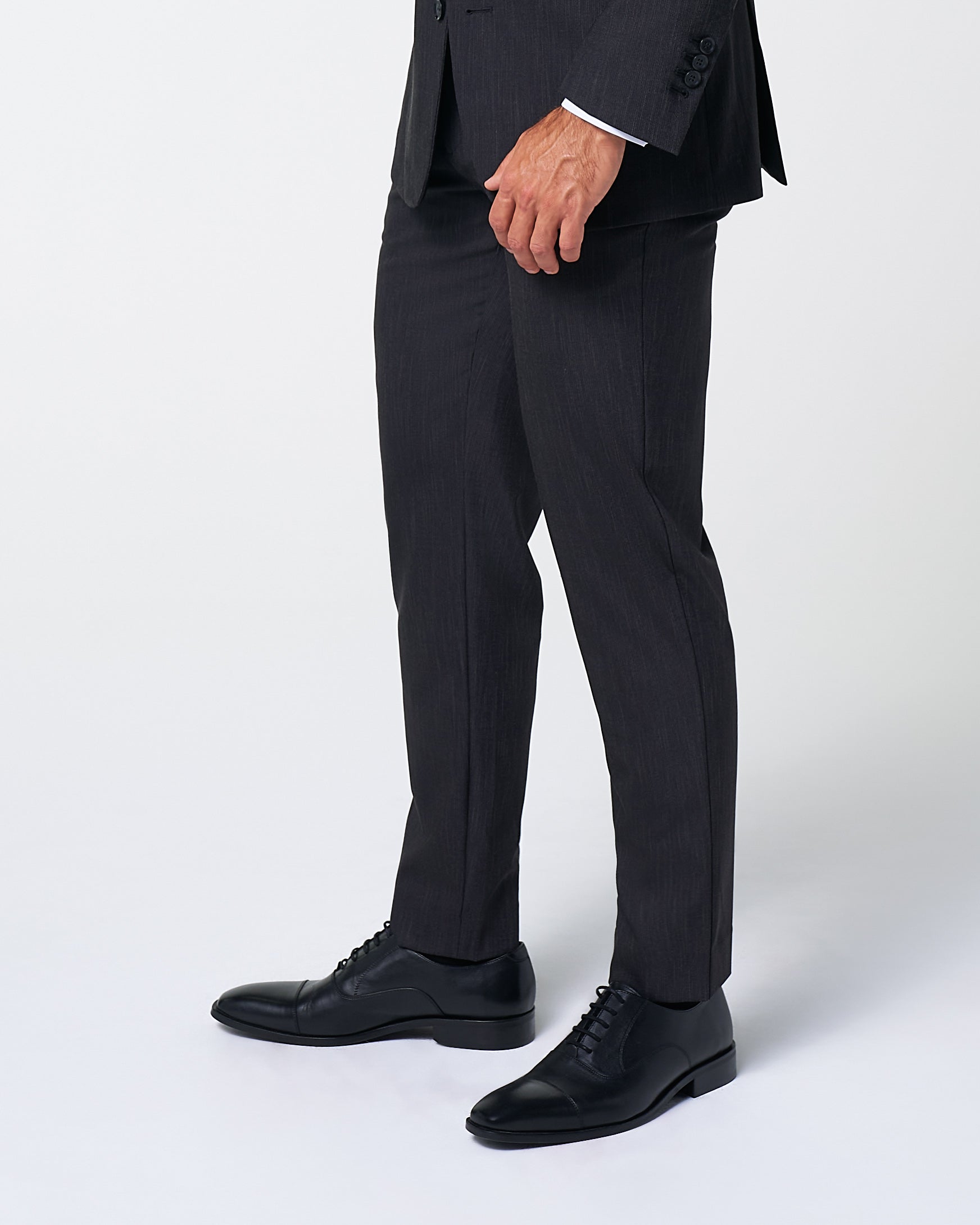 Athletic Fit Stretch Suit Pants - Heathered Charcoal | State & Liberty Suits|Bottoms