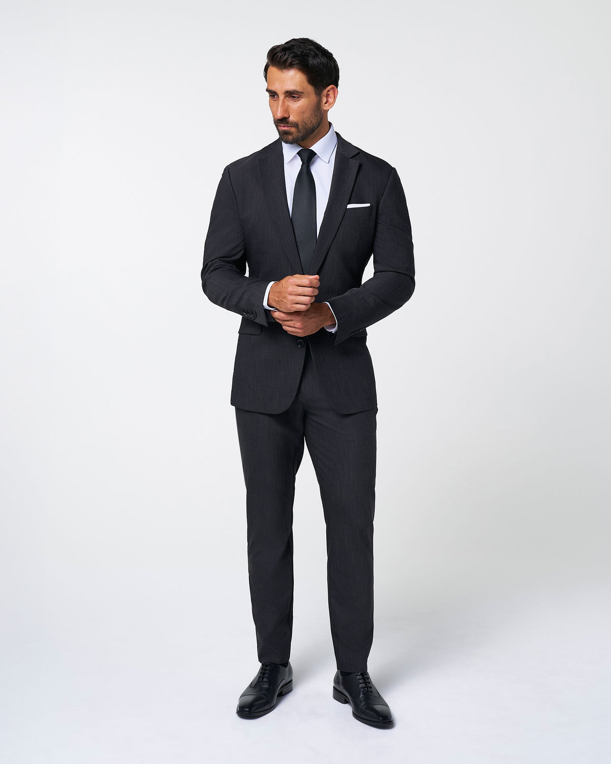 Athletic Fit Stretch Suit Pants - Heathered Charcoal | State & Liberty Suits|Bottoms