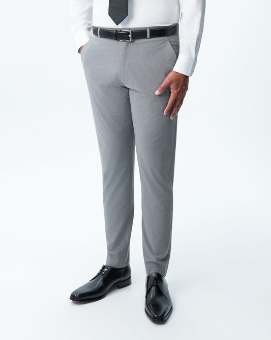 Athletic Fit Stretch Suit Pants - Lightweight Heathered Smoked Grey | State & Liberty Suits|Bottoms