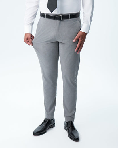 Athletic Fit Stretch Suit Pants - Lightweight Heathered Smoked Grey | State & Liberty Suits|Bottoms