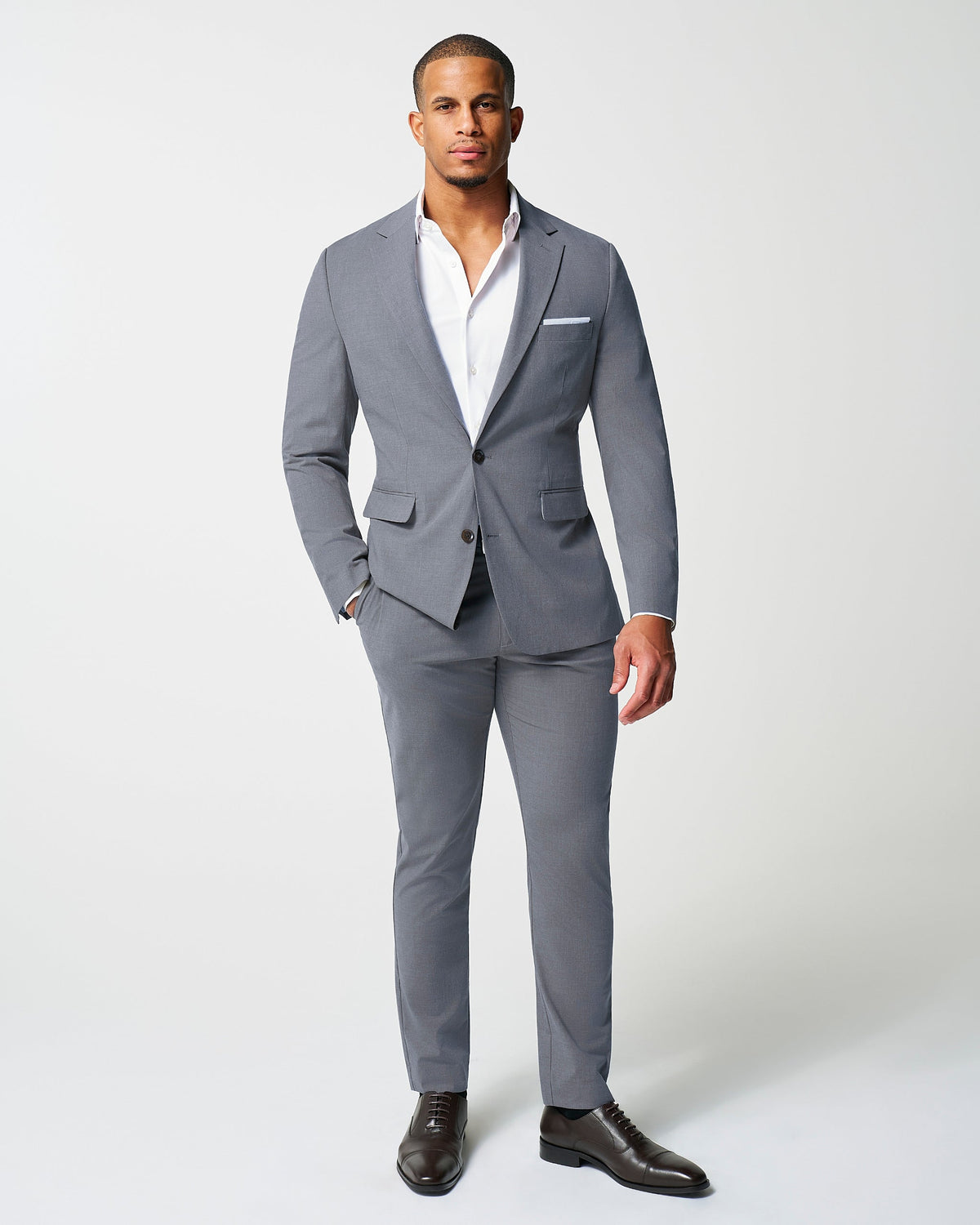 Athletic Fit Stretch Suit Pants - Lightweight Heathered Smoked Grey | State & Liberty Suits|Bottoms