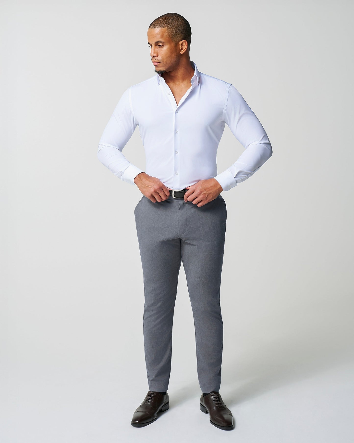 Athletic Fit Stretch Suit Pants - Lightweight Heathered Smoked Grey | State & Liberty Suits|Bottoms