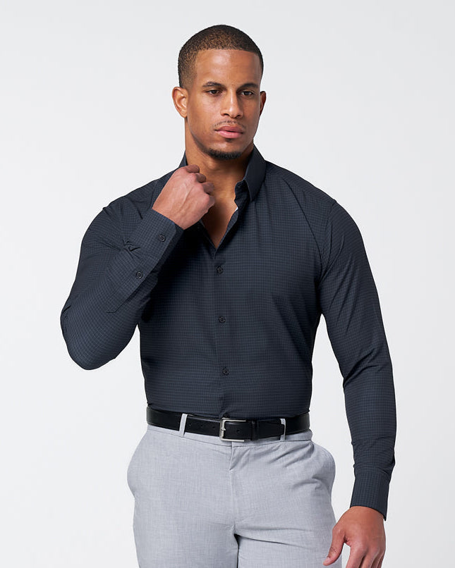 "The Avenue" Charcoal Grey & Light Grey Windowpane | State & Liberty Dress Shirts