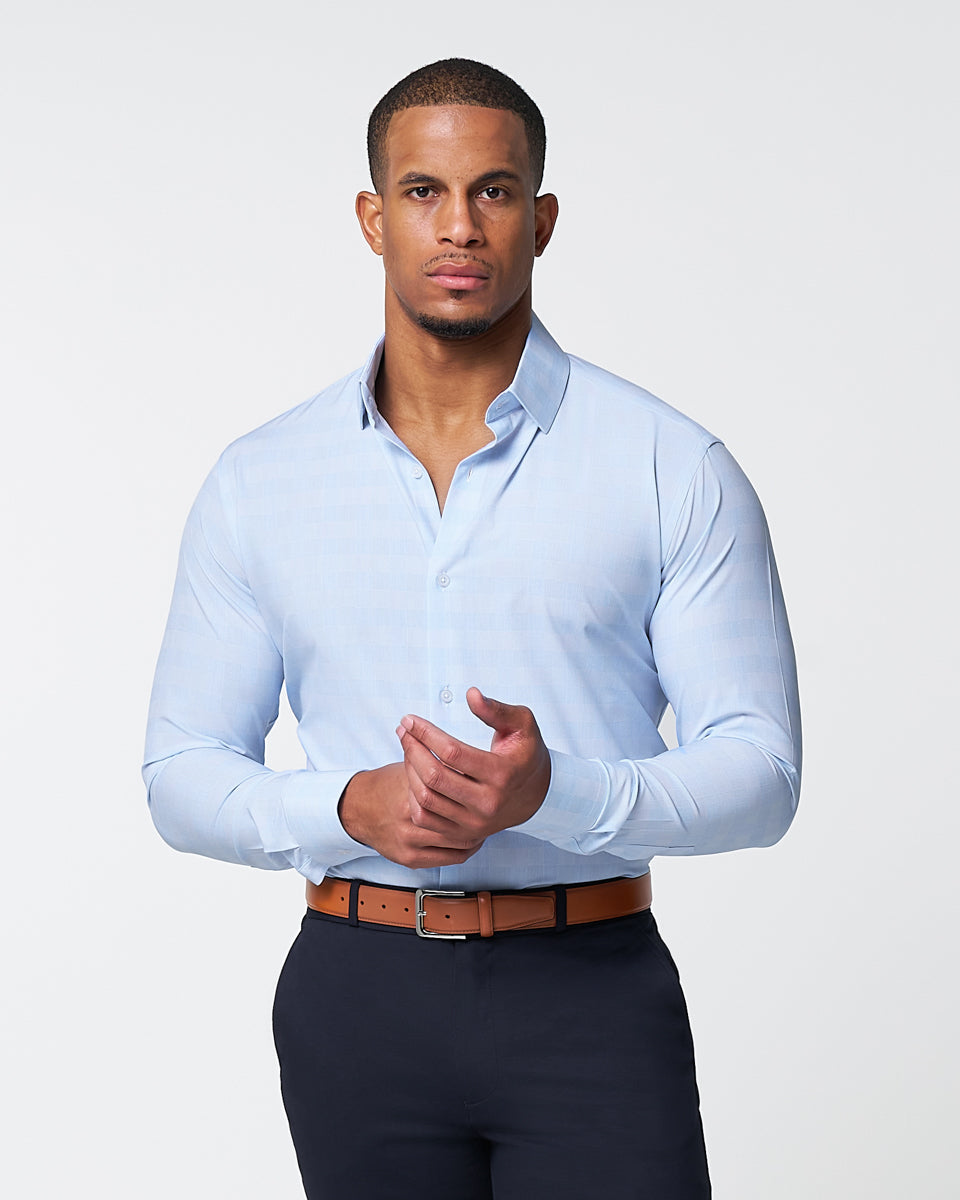 "The Flynn" Light Blue & White Plaid | State & Liberty Dress Shirts