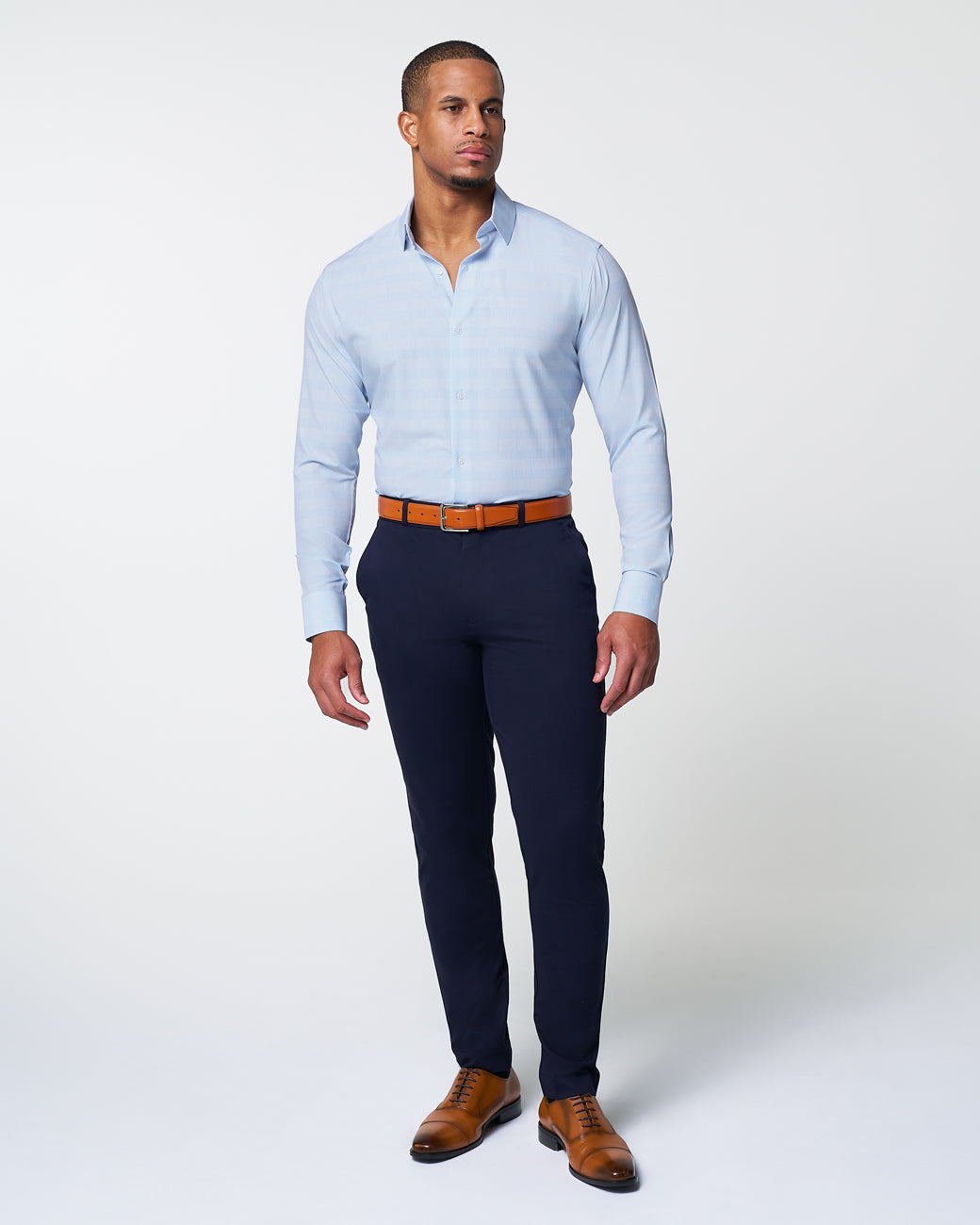 "The Flynn" Light Blue & White Plaid | State & Liberty Dress Shirts