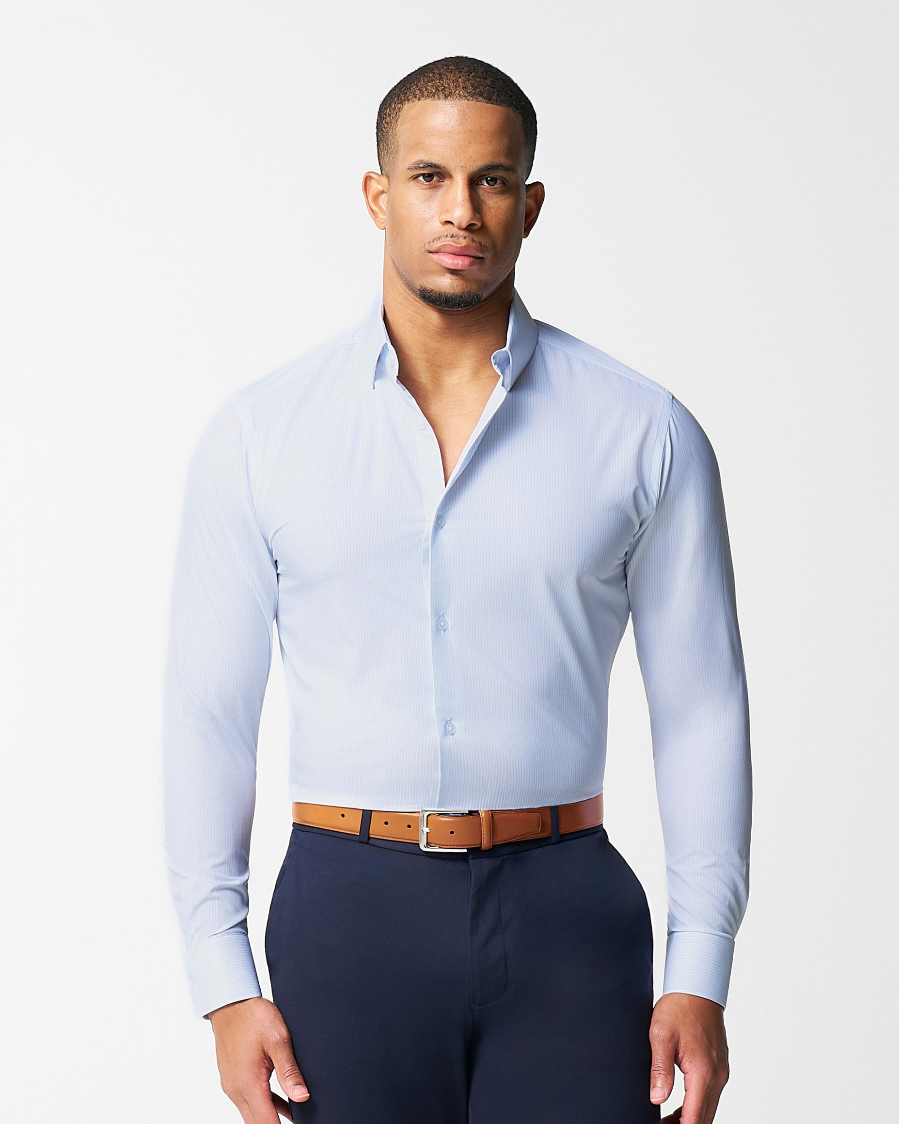 "The Watertown" White & Light Blue Mini Windowpane | State & Liberty Dress Shirts