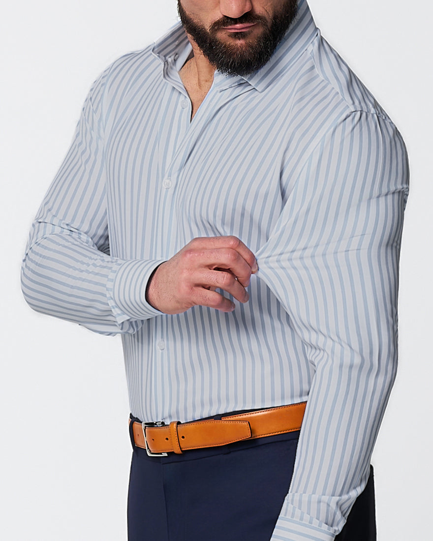 "The Francisco" Light Blue Mid-Stripe | State & Liberty Dress Shirts