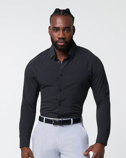 "The Reader" Black with White Dots | State & Liberty Dress Shirts