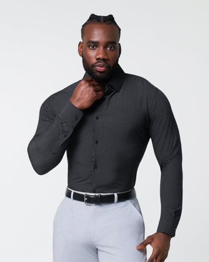 "The Reader" Black with White Dots | State & Liberty Dress Shirts