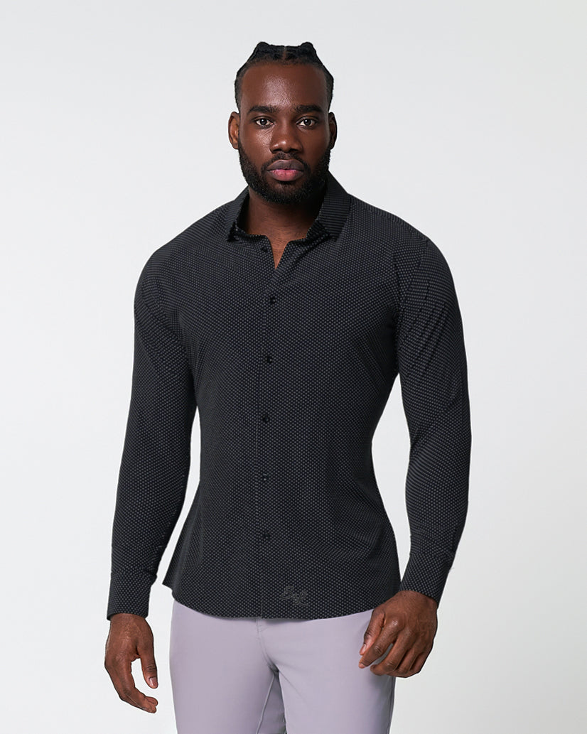 "The Reader" Black with White Dots | State & Liberty Dress Shirts