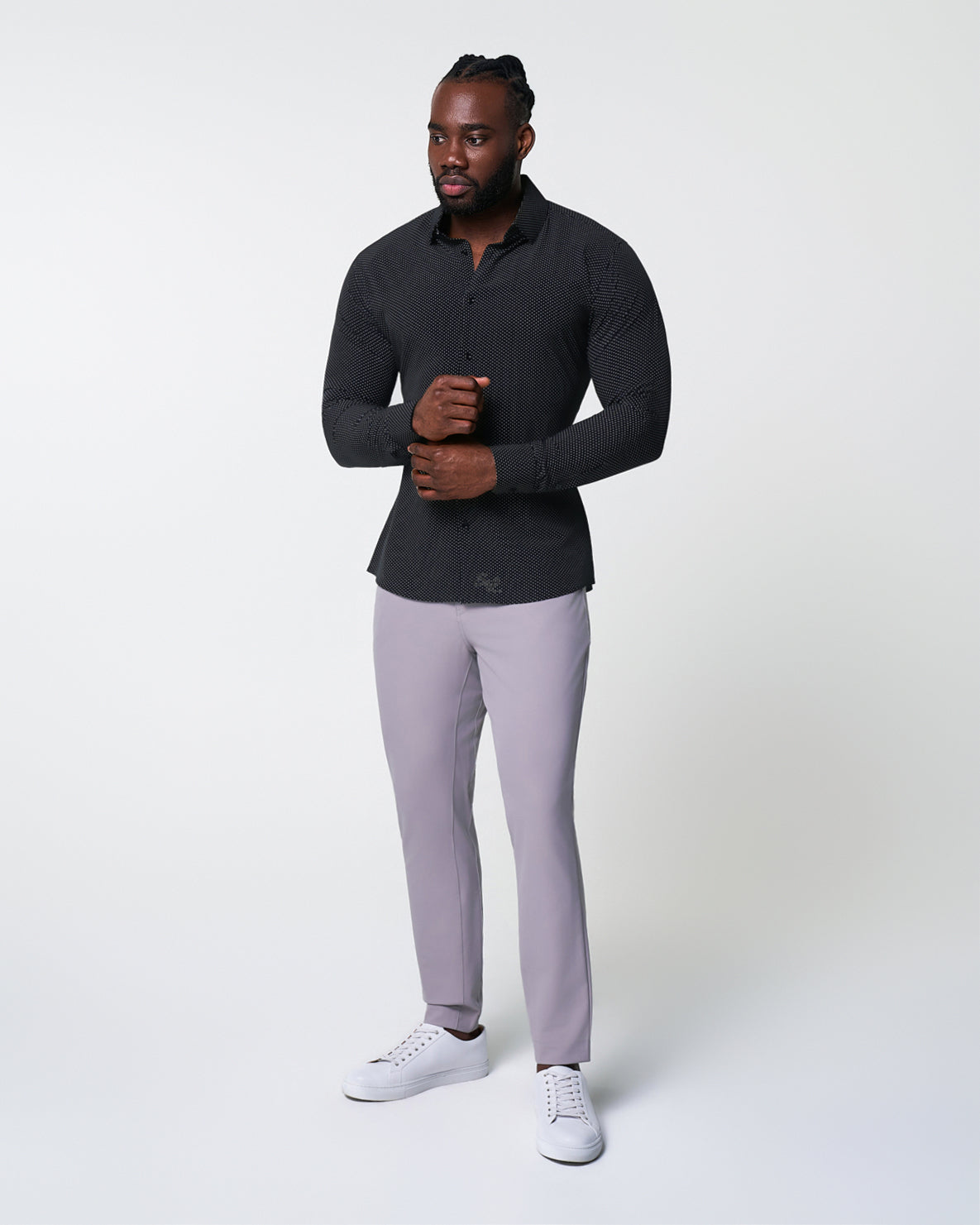 "The Reader" Black with White Dots | State & Liberty Dress Shirts