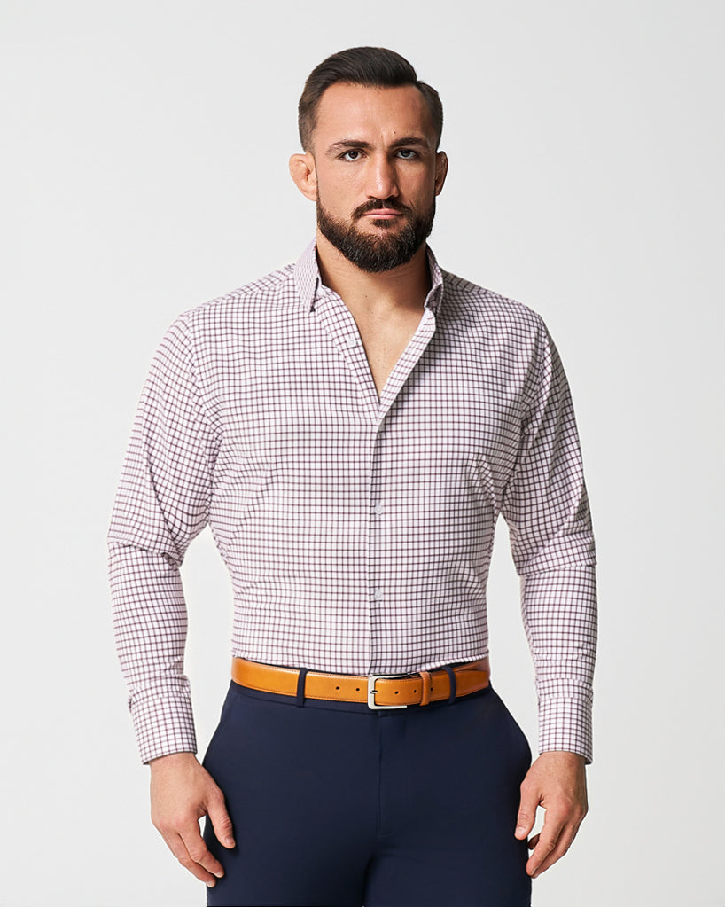 "The Maurice" Maroon Windowpane | State & Liberty Dress Shirts