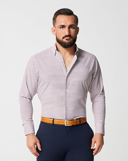 "The Maurice" Maroon Windowpane | State & Liberty Dress Shirts