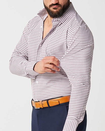 "The Maurice" Maroon Windowpane | State & Liberty Dress Shirts