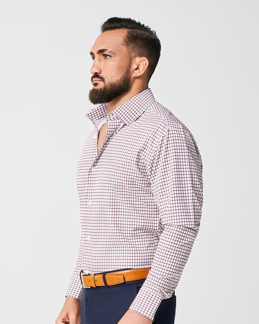 "The Maurice" Maroon Windowpane | State & Liberty Dress Shirts