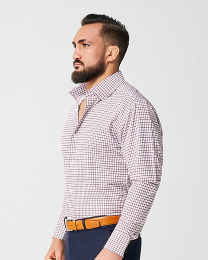 "The Maurice" Maroon Windowpane | State & Liberty Dress Shirts
