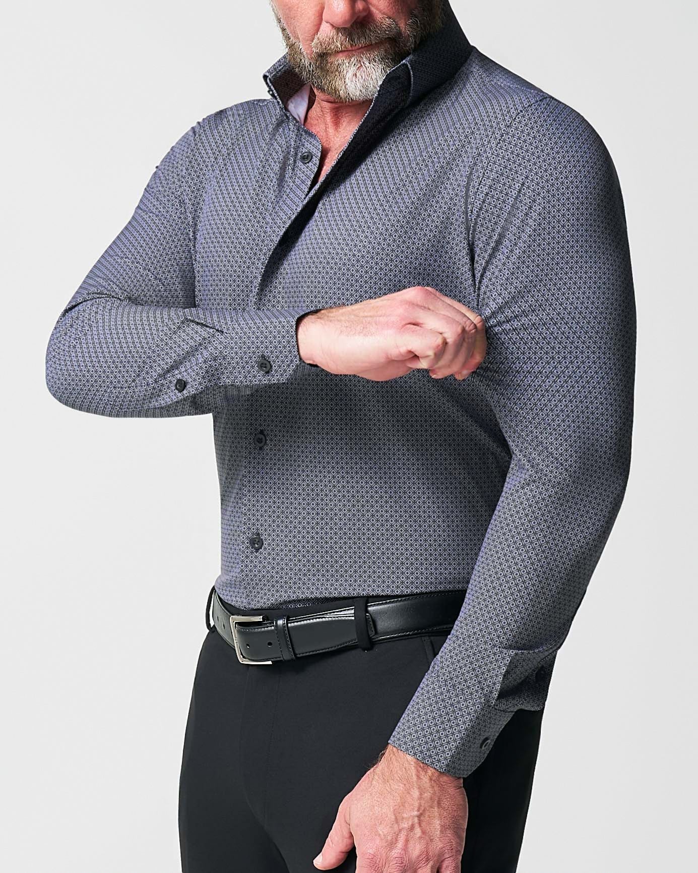 "The Remington" Black and White Star Geo Print | State & Liberty Dress Shirts