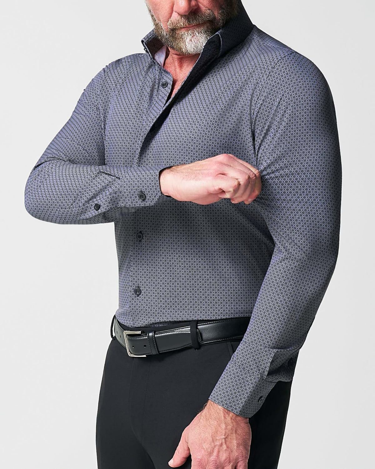 "The Remington" Black and White Star Geo Print | State & Liberty Dress Shirts
