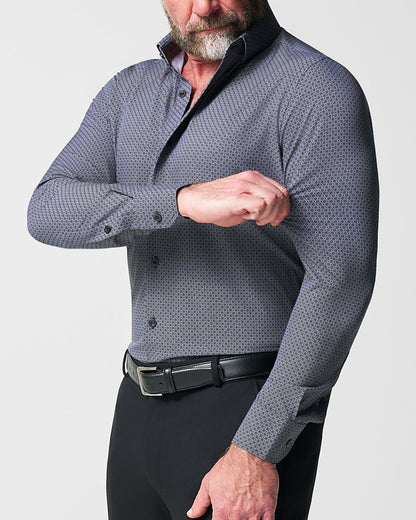 "The Remington" Black and White Star Geo Print | State & Liberty Dress Shirts