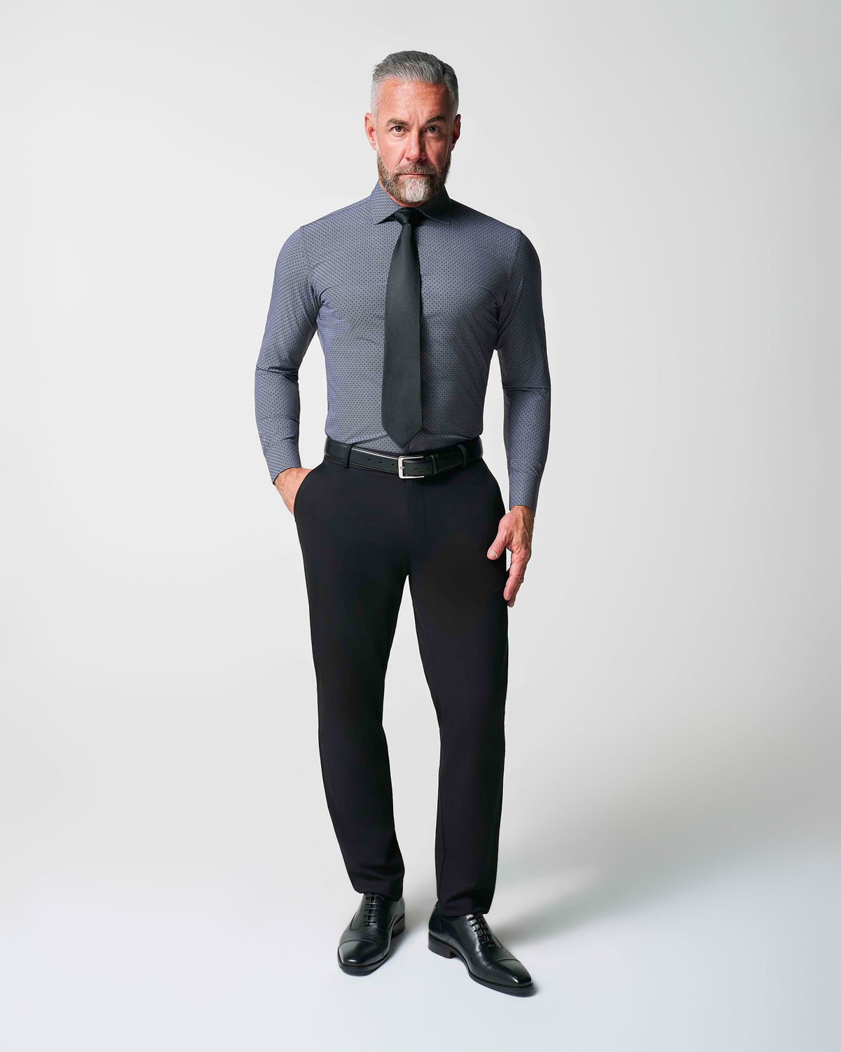"The Remington" Black and White Star Geo Print | State & Liberty Dress Shirts