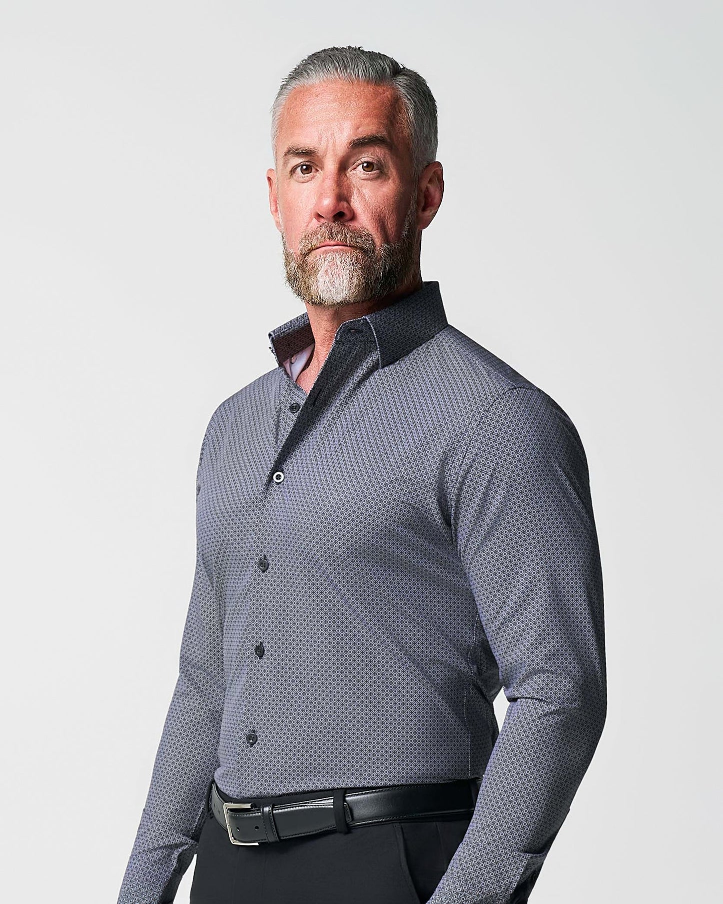 "The Remington" Black and White Star Geo Print | State & Liberty Dress Shirts
