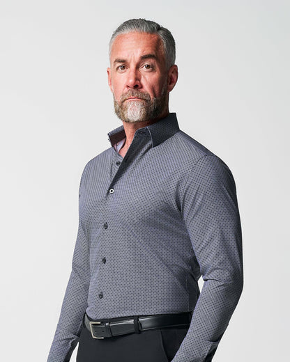 "The Remington" Black and White Star Geo Print | State & Liberty Dress Shirts