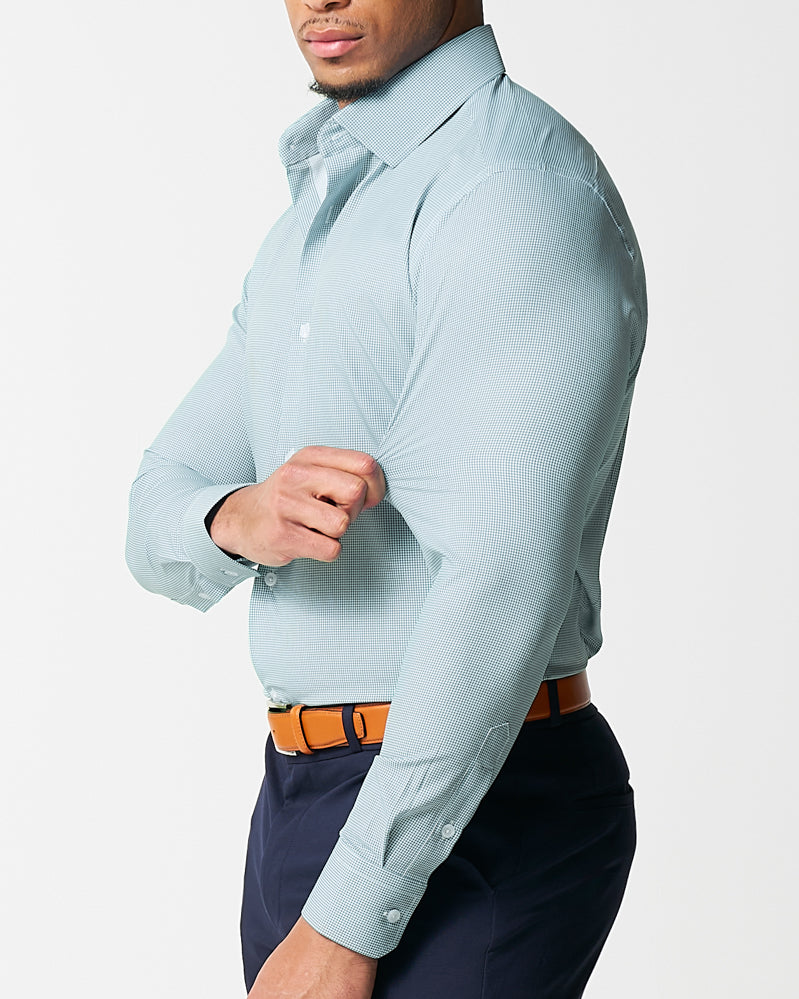 "The Kane" Green & White Houndstooth | State & Liberty Dress Shirts