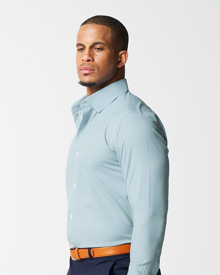 "The Kane" Green & White Houndstooth | State & Liberty Dress Shirts
