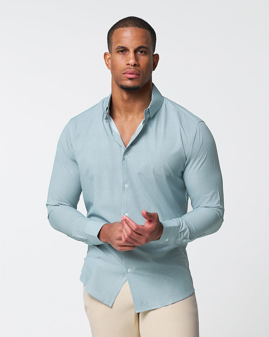 "The Kane" Green & White Houndstooth | State & Liberty Dress Shirts
