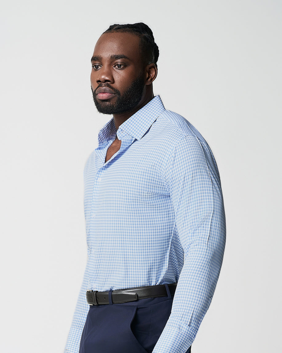 "The Mills" Light Blue Gingham | State & Liberty Dress Shirts