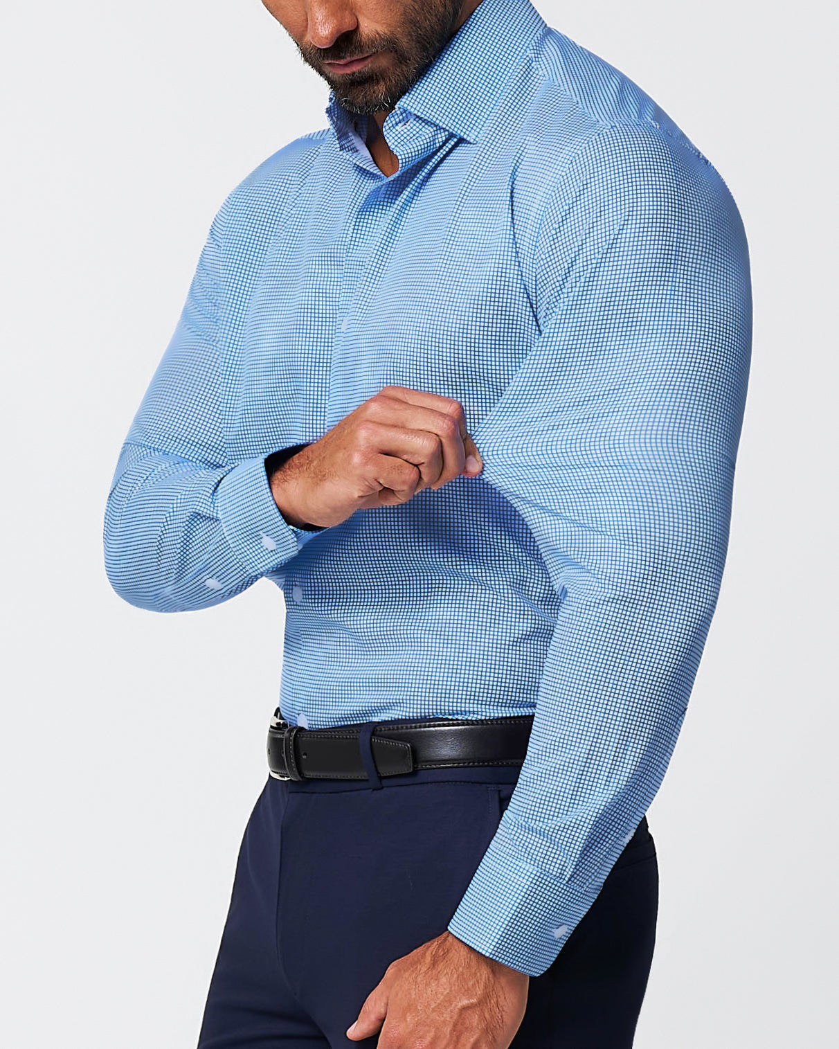 "The Meram" Blue Windowpane | State & Liberty Dress Shirts