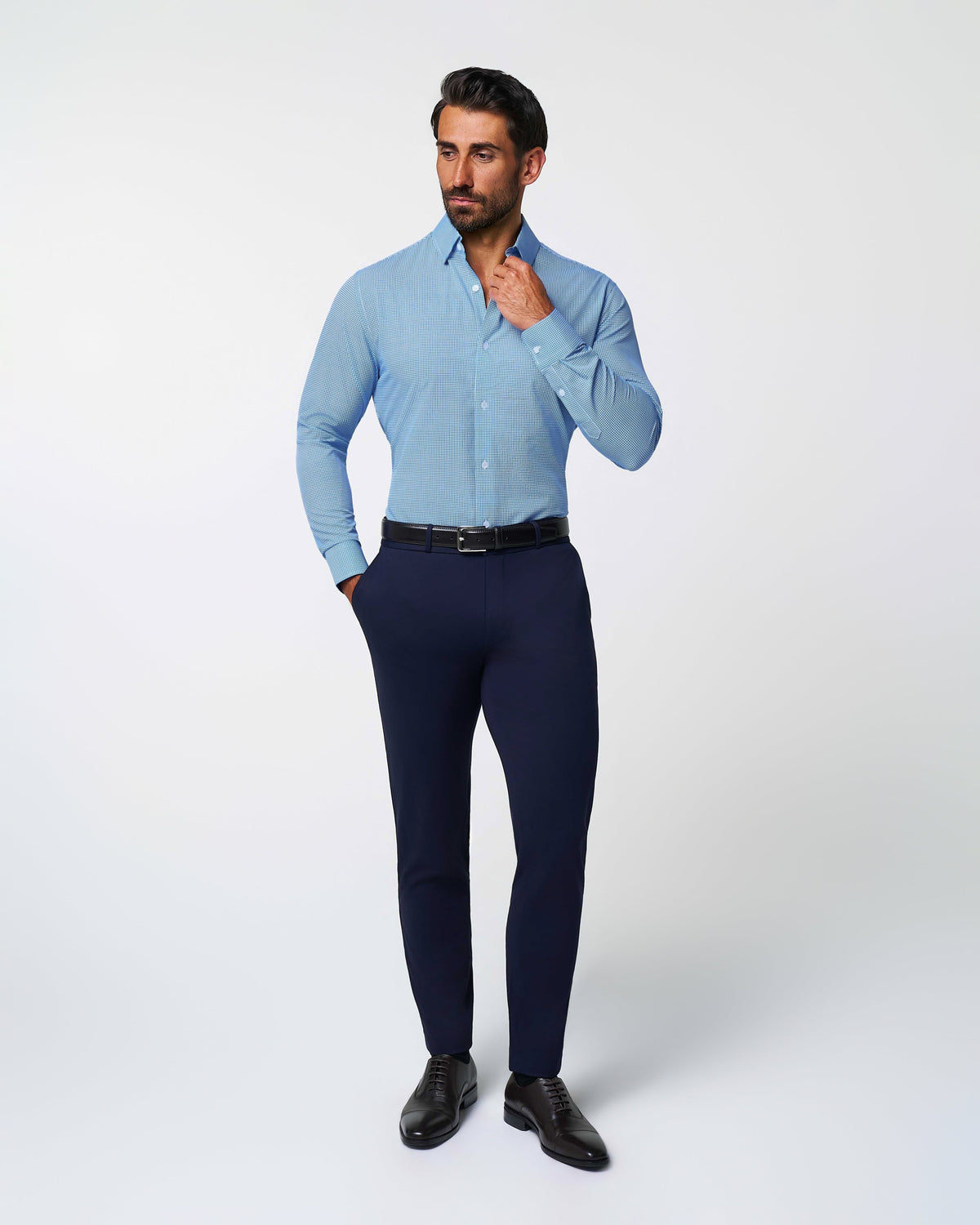 "The Meram" Blue Windowpane | State & Liberty Dress Shirts